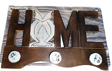 Garderobenleiste Hakenleiste Garderobe Home Eule braun/weiß Holz B-Ware
