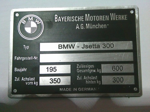 Typenschild bmw isetta - typenschild,