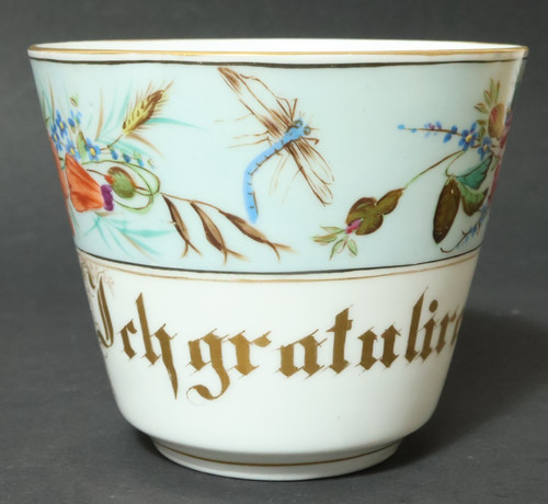 Alte biedermeier spruch tasse - alte,