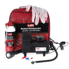 Reifen-Pannen-Set mit Spray Tasche Kompressor Lampe Handschuhe 10257 HP