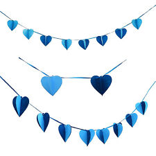 Herz Girlande 3D Blau Hochzeit