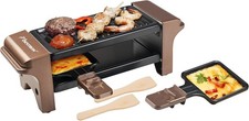 Bestron Raclette: 1 bis 2 Personen, Mini Tischgrill + zwei Pfännchen, 350 W