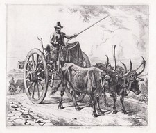 Pferdekutsche Italian man carriage Johann Adam Klein Radierung etching Jahn 248