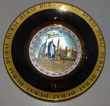 DUBAI Teller Mitbringsel 24kt GOLD 20 Jahre alt Burj al Arab Wandteller Souvenir