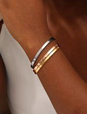 3er Set Damen Armreif Armband Edelstahl Gold Silber Roségold