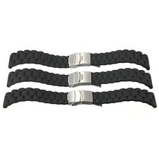 Silikon Uhren Armband mit Sicherheits - Faltschließe  20 22 24mm Taucher Diver  