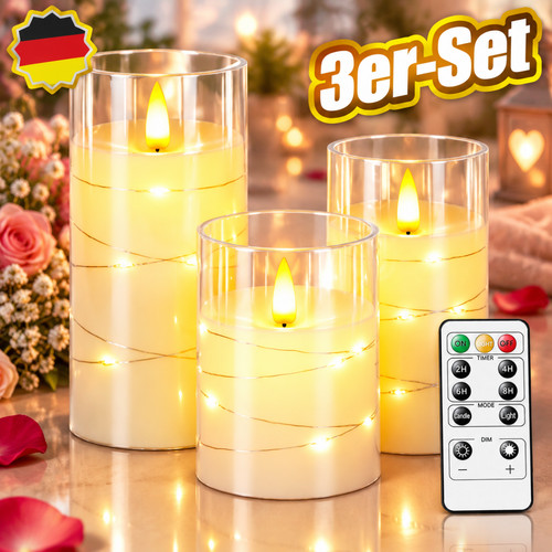 Led kerzen 3er - kerzen, flackernde