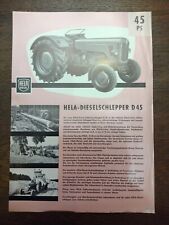 Original Hela D45 Schlepper Prospekt - Traktor  - Hermann Lanz Verkaufsprospekt