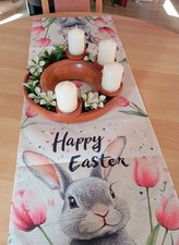 Tischläufer Läufer Tischdecke Osterzeit Leinenoptik Ca. 33 X 91 cm   Neuwertig 