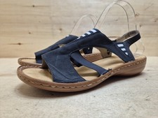 RIEKER DAMEN SANDALEN SANDALETTEN SLINGBACK SLIPPER Gr:40 UK:6,5 DUNKELBLAU