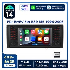 7" 4+64GB Android14 Autoradio Für BMW 5er E39 M5 Apple CarPlay GPS Navi WIFI FM