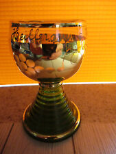 Heilbronn a.N., Souvenir Römer, Schnaps, Glas, vergoldet, geschliffen,grüner Fuß