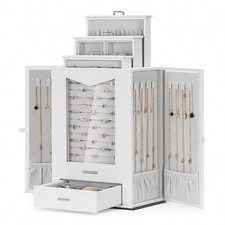 Homde Schmuckkästchen mit echtem Glasfenster Halsketten Haken Schmuckkasten