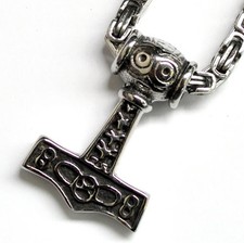 Thors Hammer Thorhammer Anhänger Edelstahl Kette Königskette Mjölnir Wikinger