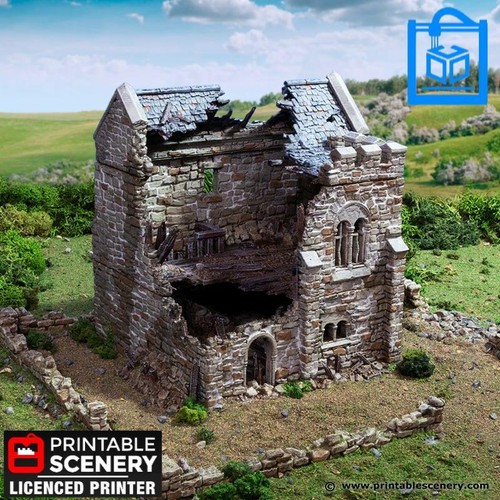 Ruined norman stone keep - ruined,