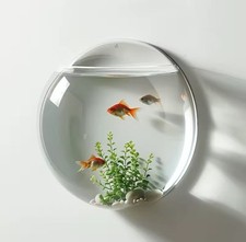 Wandhalterung Aquarium Schüssel 35,5 cm Durchmesser 8,5 l Fassungsvermögen transparent UK Verkäufer