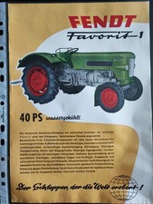 Original Fendt Favorit 1 40PS Prospekt Flyer 50er Schlepper Traktor