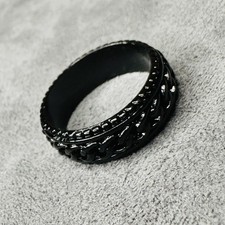 Ring Edelstahl schwarz Kette