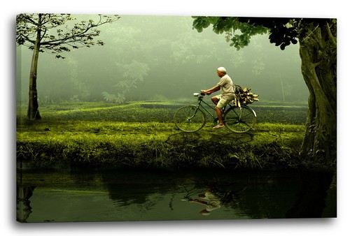Wandbild mann mit fahrrad - mann,