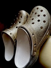 Original Crocs Gold/Silber Glitzer Plateau Größe 42 NEU ungetragen