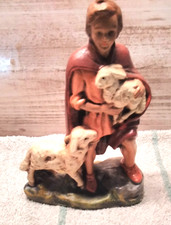 Alt Pappmache Figur Schafhirte