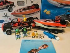 Playmobil City Jeep, Anhänger & Schnellboot 3399 UNVOLLSTÄNDIG. Funktionierender Motor. Boxed