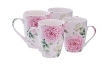 Kaffeebecher aus Porzellan 250ml Rosen Kaffeetasse Teetasse mit Henkel Tasse