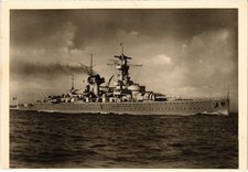 PC WWII, DEUTSCHLAND, MILITÄRSCHIFF, PANZERSCHIFF "LÜTZOW", Vintage Postkarte (b65152)