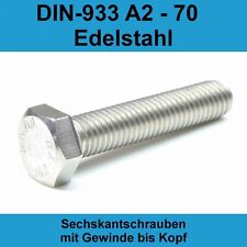 M6 Sechskantschrauben Edelstahl DIN 933 A2 V2A Maschinen Gewinde Voll 4017 M6x