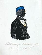 1846 Studentica Burschenschaft Silhouette Getuschter Schattenriss Portrait