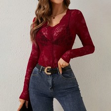 Sexy Damen Spitze Langarm