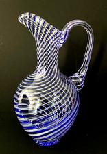 Antik Glas Karaffe Krug blaue