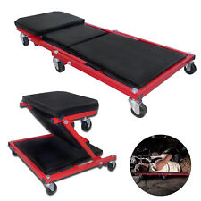 2 in 1 Montagerollbrett Werkstattliege Rollbrett Werkstatthocker Bequem Schwarz