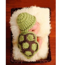 Süße Baby Mütze Schildkröte Turtles Rücken Grün - Braun Kostüm Fotoshooting NEU