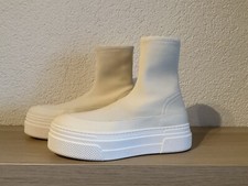 Khaite Stiefeletten Boots Schuhe Sneakers Weiß Beige Gr. 38,5 Leder Sold Out NEU