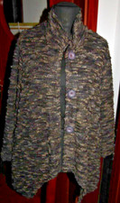 NESLAY Paris LAGENLOOK BOUCLE MANTEL STRICK GRAU ZIPFEL GR1/44 KOFFERMODE CHIC