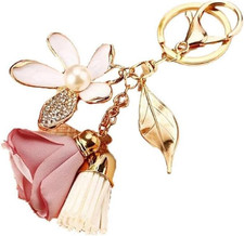 Blume Schlüsselanhänger Strass Quaste Blatt Anhänger Tasche Charms Mädchen