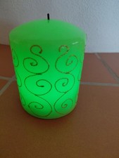 Flammenlose Kerze,grün mit gold,QVC,Neu