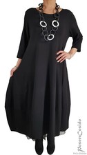 LAGENLOOK Ballon-Kleid Taschen schwarz 44 46 48 50 52 54 56 58 L-XL-XXL-XXXL  