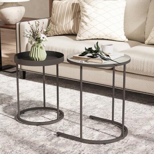 Homcom couchtisch rund 2er - couchtisch,