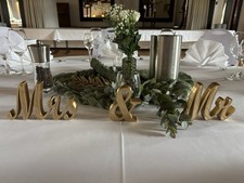 Hochzeitsdeko Set Tischdeko mit Vasen, Tischnummern, Eukalyptus & Golddeko