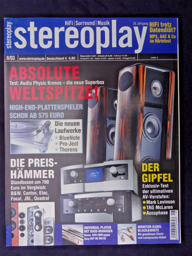 Stereoplay pro ject rpm - stereoplay, 8/03,pro-ject
