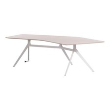 Renz Schreibtisch Star Eiche Hell Untergestell Stahl Weiß Lackiert