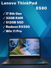 Lenovo Thinkpad E580 i7-8550u 32GB RAM 512GB SSD NVMe 15,6 FullHD Radeon RX550