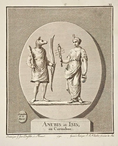 Orig kupferstich anubis und - orig.-kupferstich, "anubis