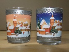 zwei Gläser mit Wintermotiv Tag und Nacht Glas