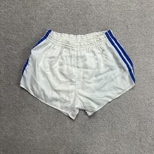 ADIDAS Vintage Shorts Bermudas Gr. M Jogging Glanz Silky Retro Logo 28301 Weiß
