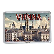 Vienna / Wien +  Dreams + Fridge Magnet + Souvenir - Vintage Fotomagnet Acryl