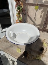 alte Emaille Waschbecken mit Seifenablage | Wanne alt Schüssel mit Griffen weiß