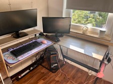 Gamingschreibtisch L-Förmig in Braun